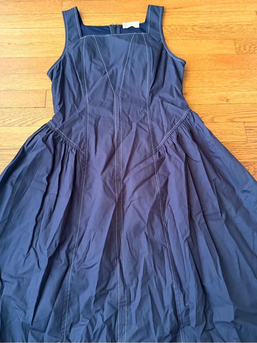 ANTHROPOLOGIE Women’s Navy Square-Neck A-Line Dress - Picture 2 of 4